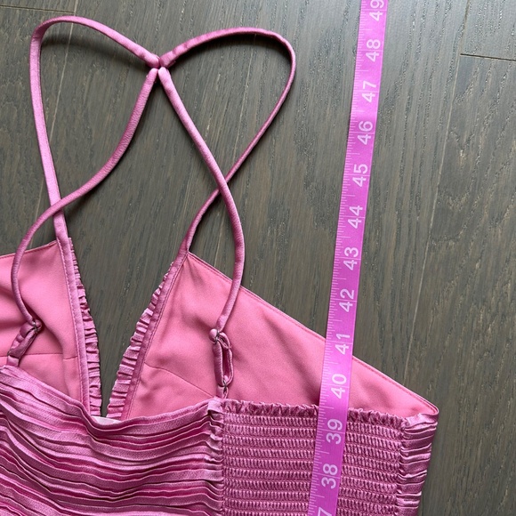 A.L.C. Angelina Plisse Satin Pleated Dress Chateau Rose Pink Halter Midi - 10 - Picture 11 of 11